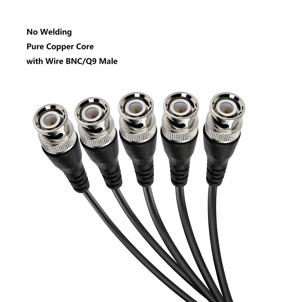 Set of BNC male connectors on black cable with no-welding pure copper core