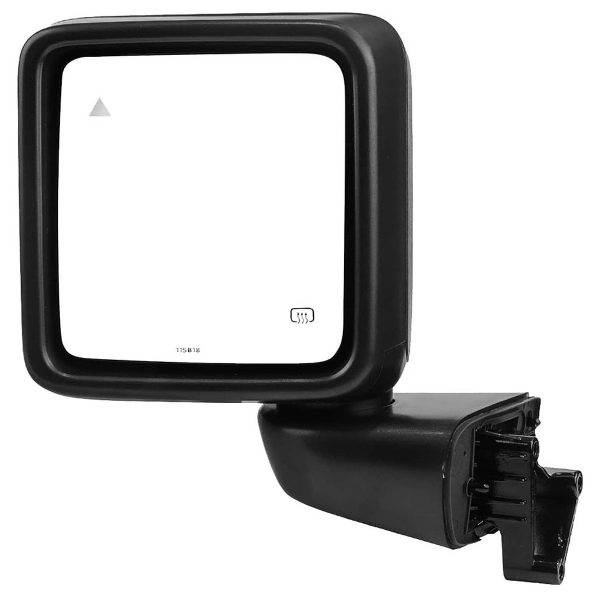Black rectangular rear-view mirror with blind-spot indicator, power plug mount