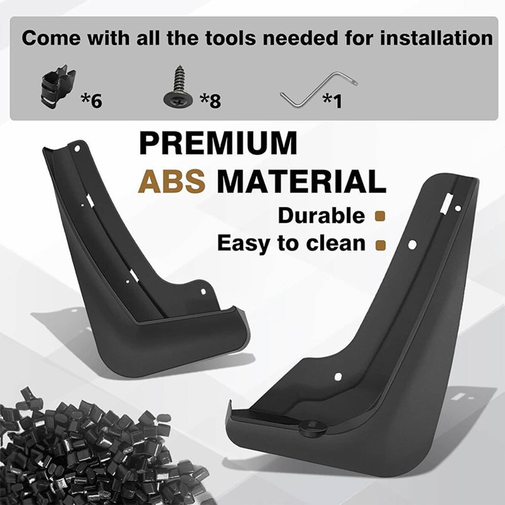 Black ABS mud flap splash guards set with mounting hardware