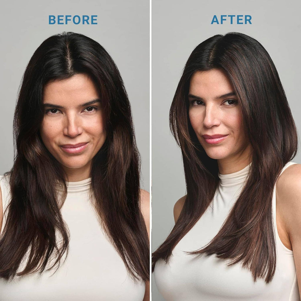 BabylissPRO nano titanium flat iron with before-and-after smoothing on hair