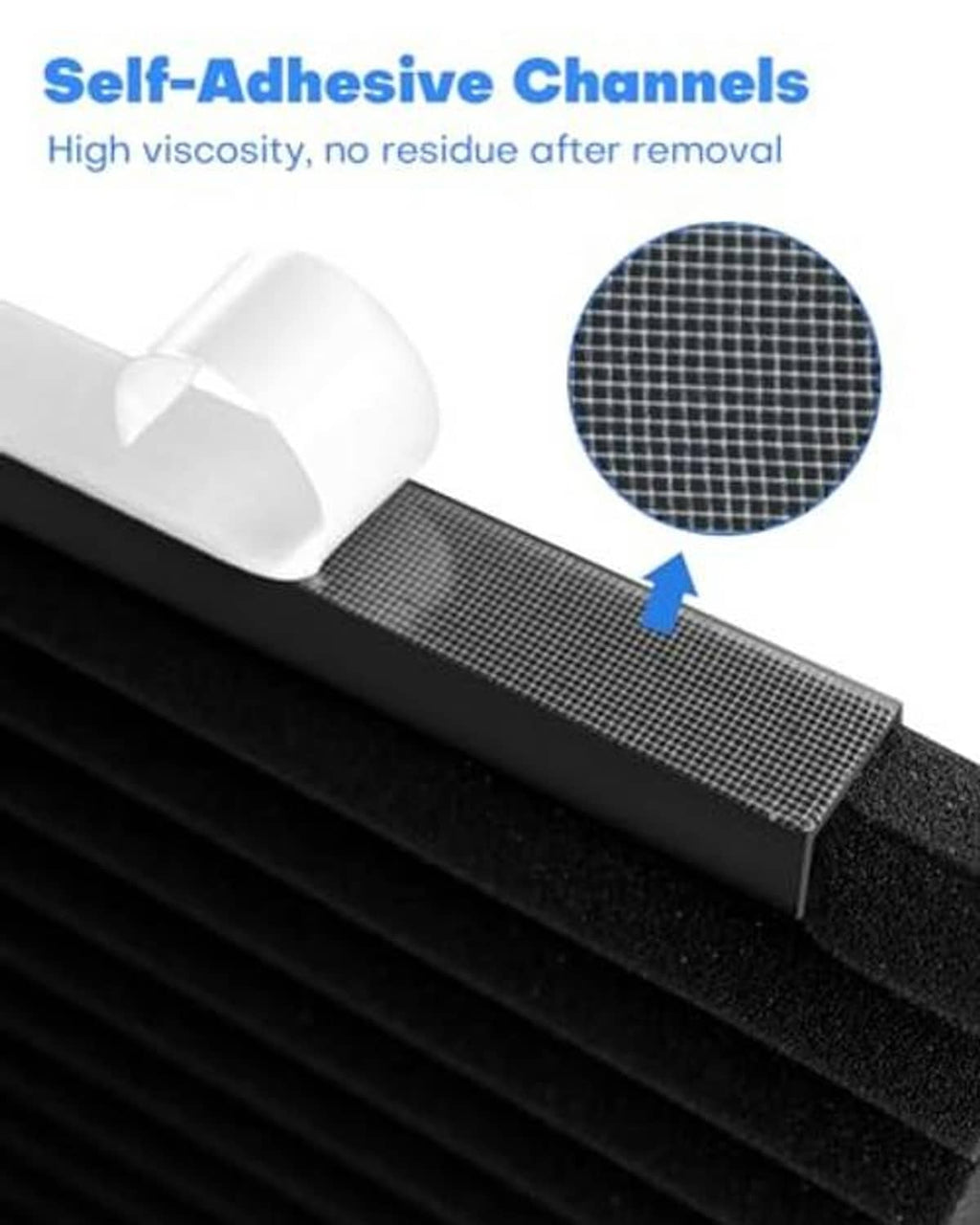 Self-adhesive foam channels for sealing gaps with a protective backing