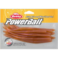 Soft fishing worms bait, orange PowerBait style, Berkley-branded pack