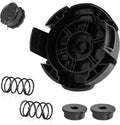 Black weed trimmer head cap replacement with spool, coil springs, and two end caps