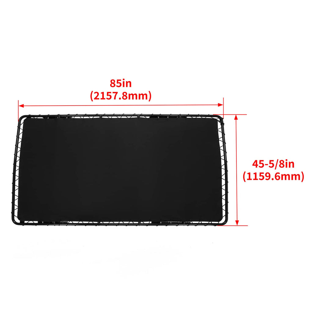Black rectangular golf cart roof sun top with metal frame, flat panel