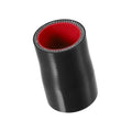 Straight silicone hose coupler, black outer with red inner lining and metal trim