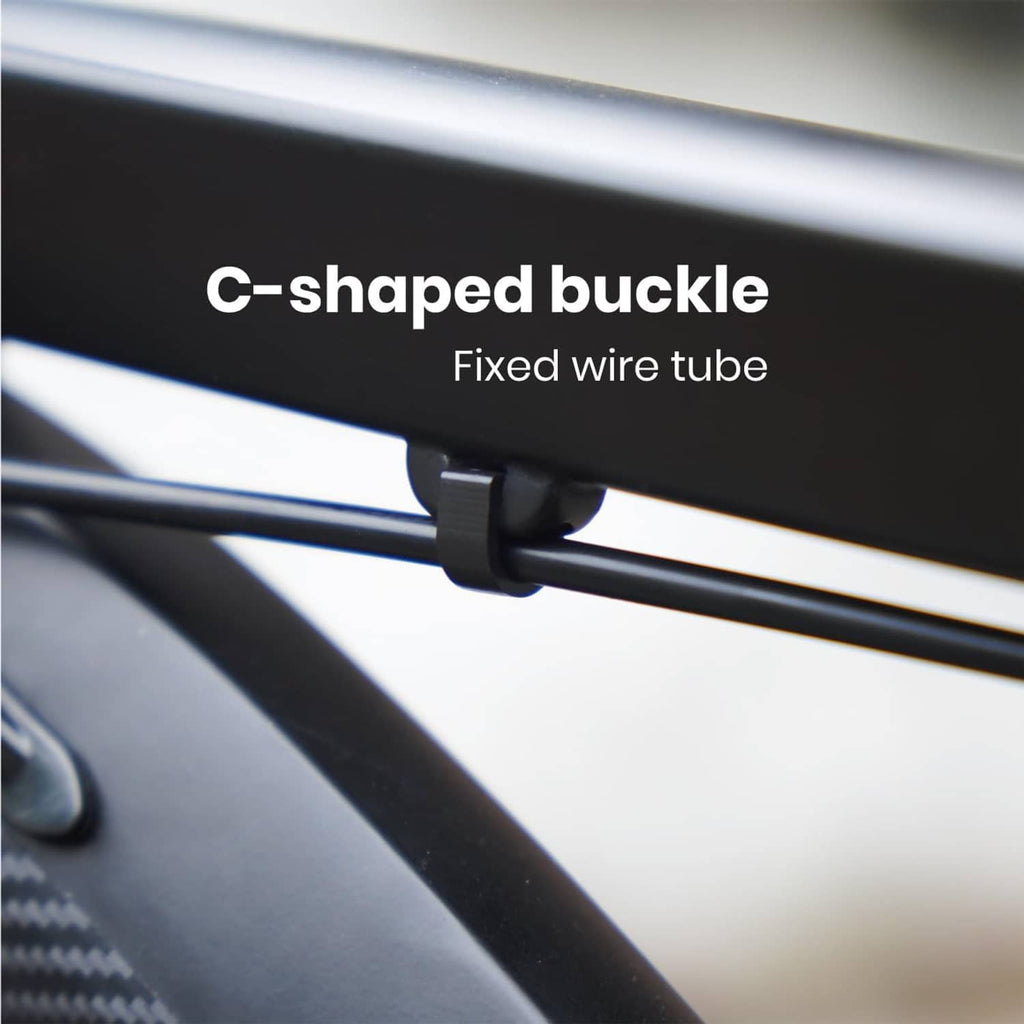 C-shaped cable buckle for securing brake housing and fixed wire tube