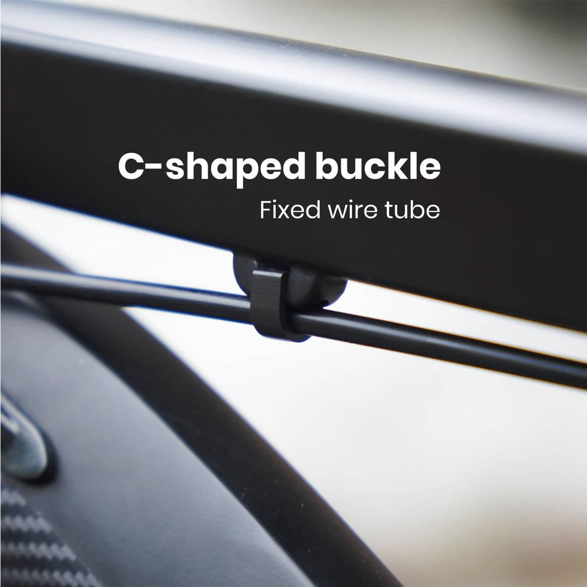 C-shaped cable buckle for securing brake housing and fixed wire tube
