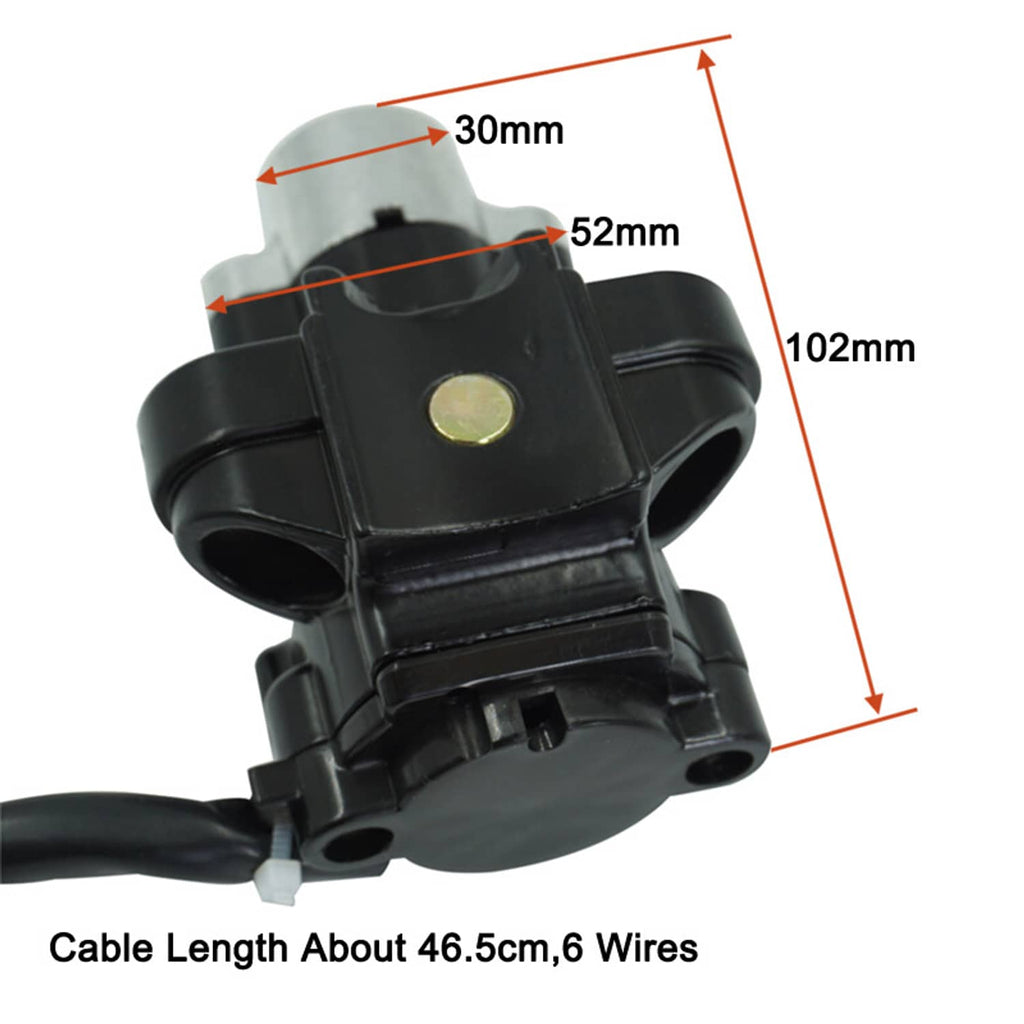 Ignition switch lock cylinder with wiring leads, black housing and metal mounting