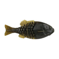 Gilly-style fishing lure, green pumpkin natural, lifelike dark fish body
