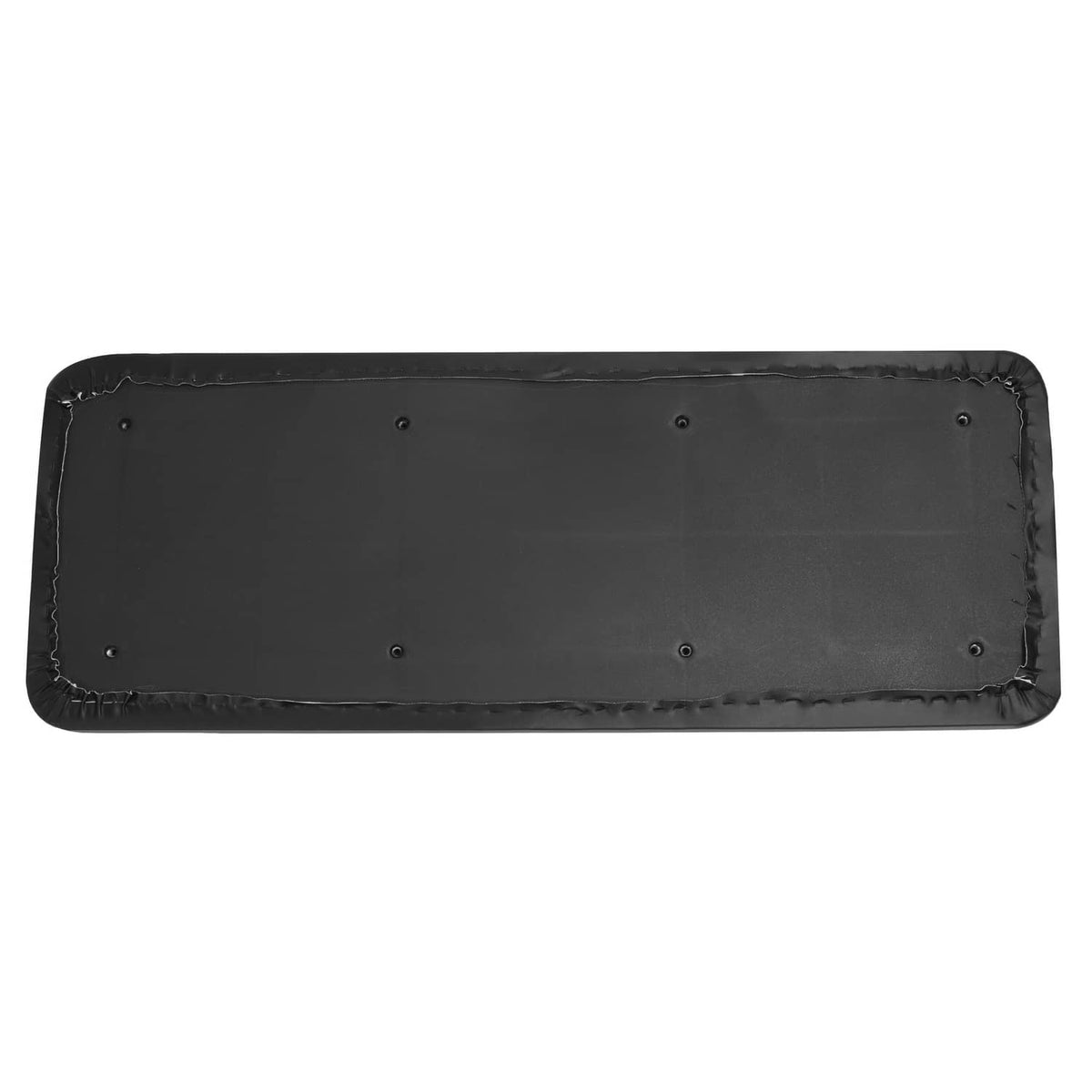Black cushion cover underside with grommet holes and stitched perimeter