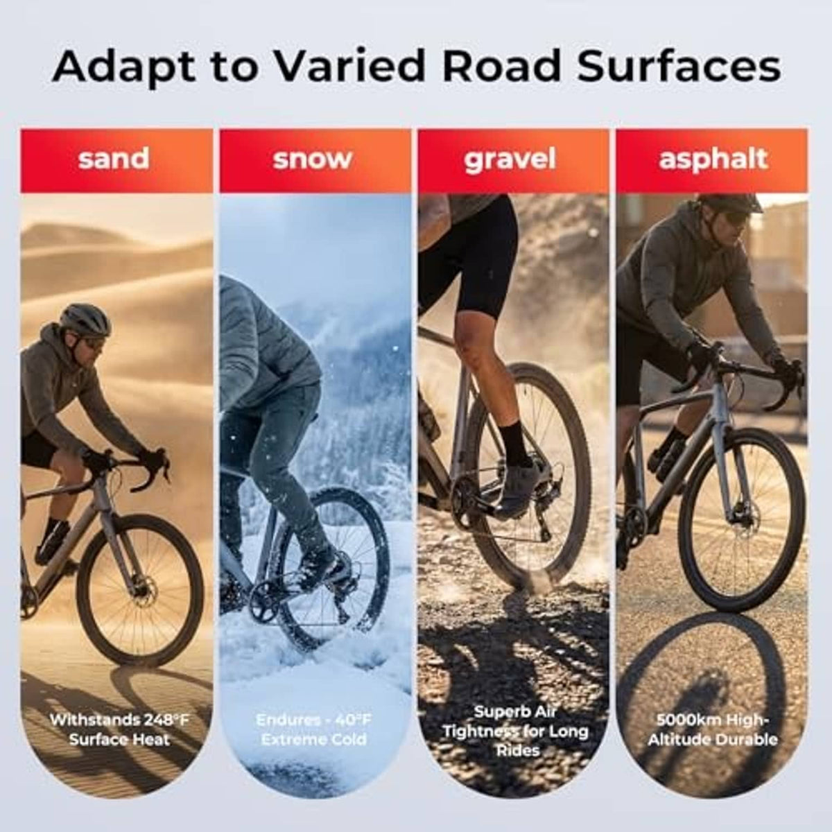 Black bike inner tube concept graphic with Schrader valve, shown on a bicycle