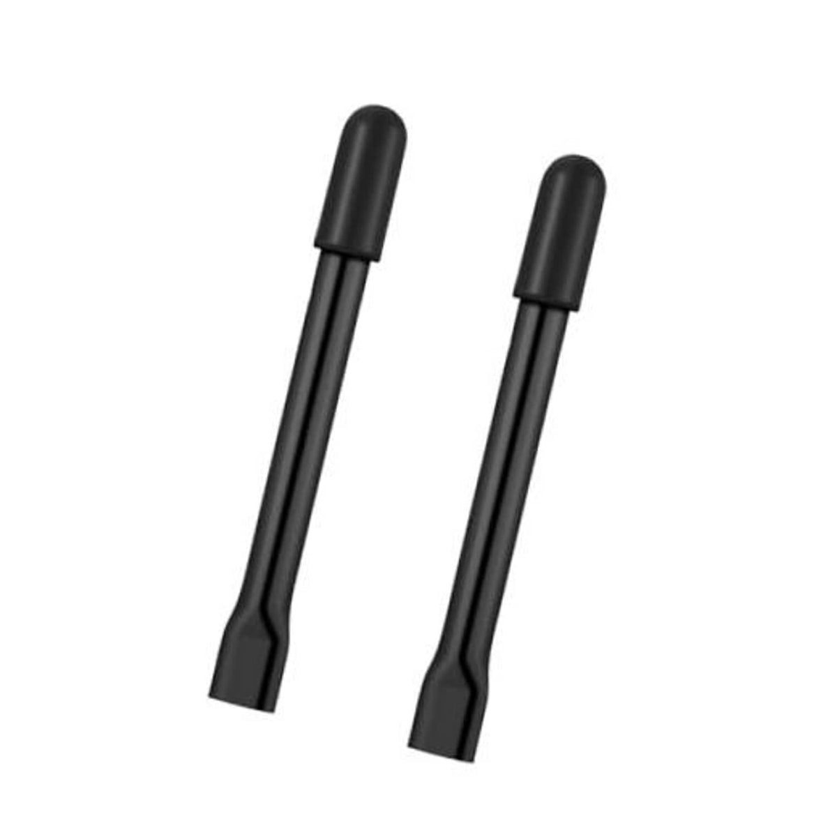 Pair of black wheelchair brake handle extenders with rubber end caps