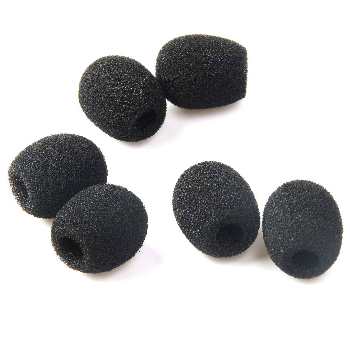 Set of black foam windscreen covers for lapel microphones