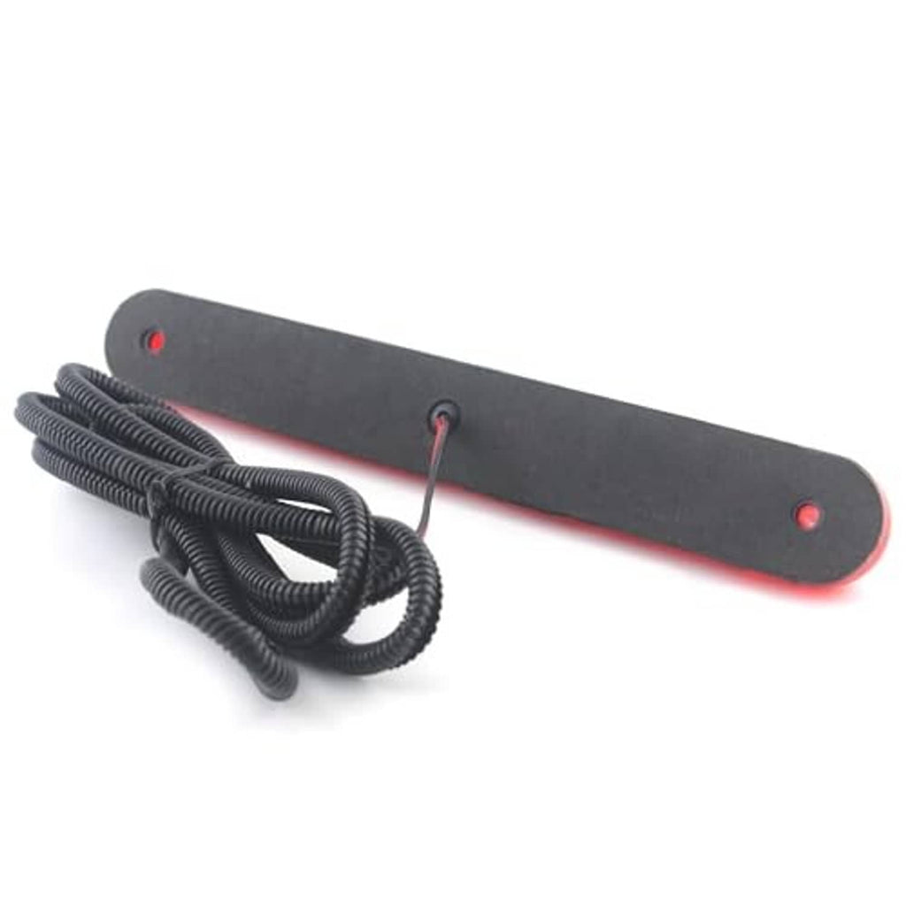 Slim third brake light bar with red lens, black mounting strip, and coiled wiring