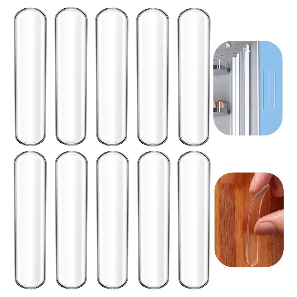 Set of 10 clear door wall bumper pads, transparent flexible cylinders