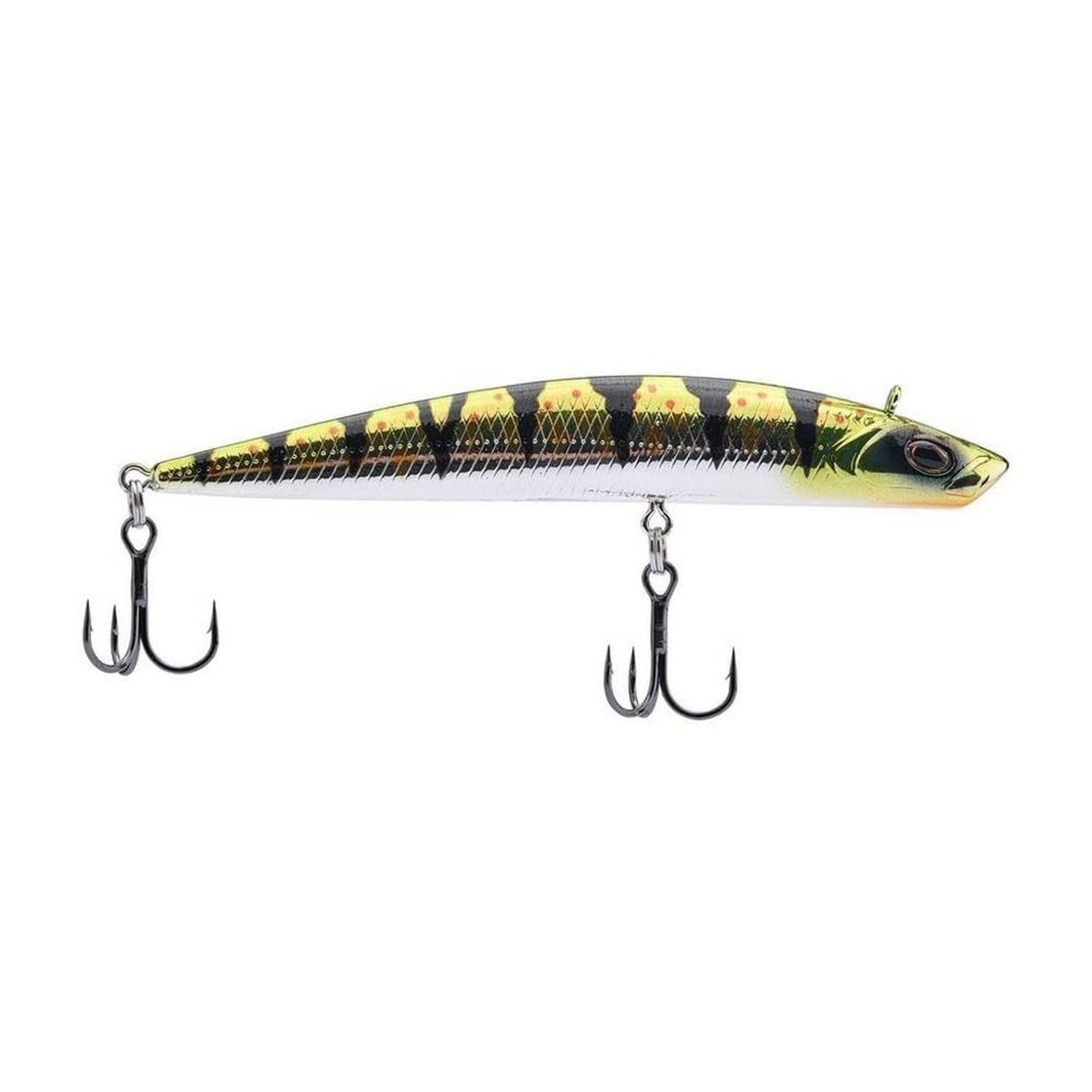 Berkley Finisher fishing bait lure, chrome perch pattern with two treble hooks