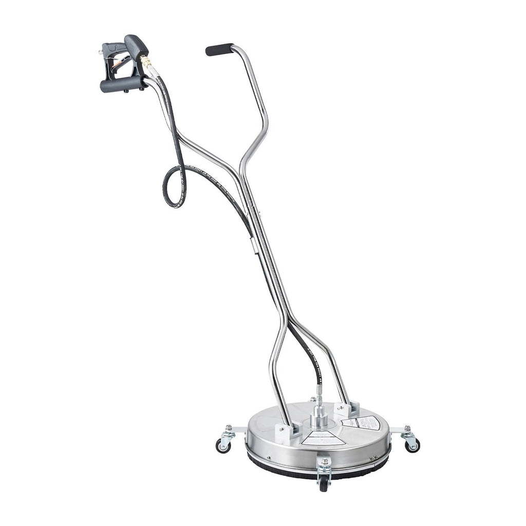 18-inch surface cleaner with curved dual handle and four swiveling caster wheels