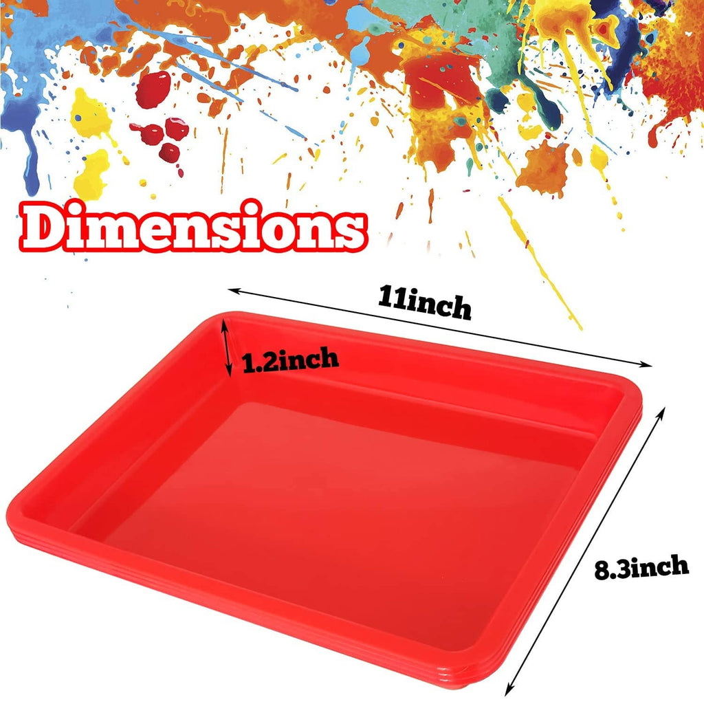 Red plastic art tray, single serving size with rounded corners and shallow base