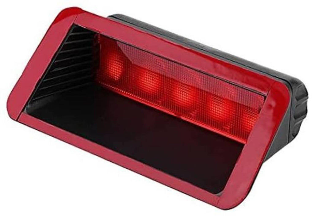 Universal third brake light with red lens and black housing, lit red LED strip