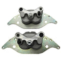 Front brake caliper mounting bracket set, left and right, with rubber boots
