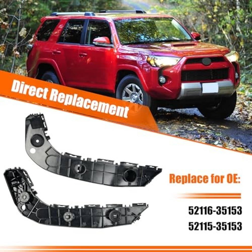 Front bumper bracket replacement parts, black molded plastic, curved with mounting holes