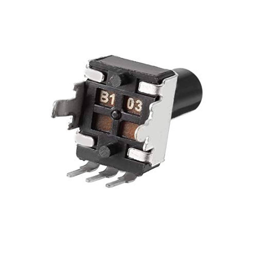 Rotary potentiometer underside with solder tabs and B1 03 code marking