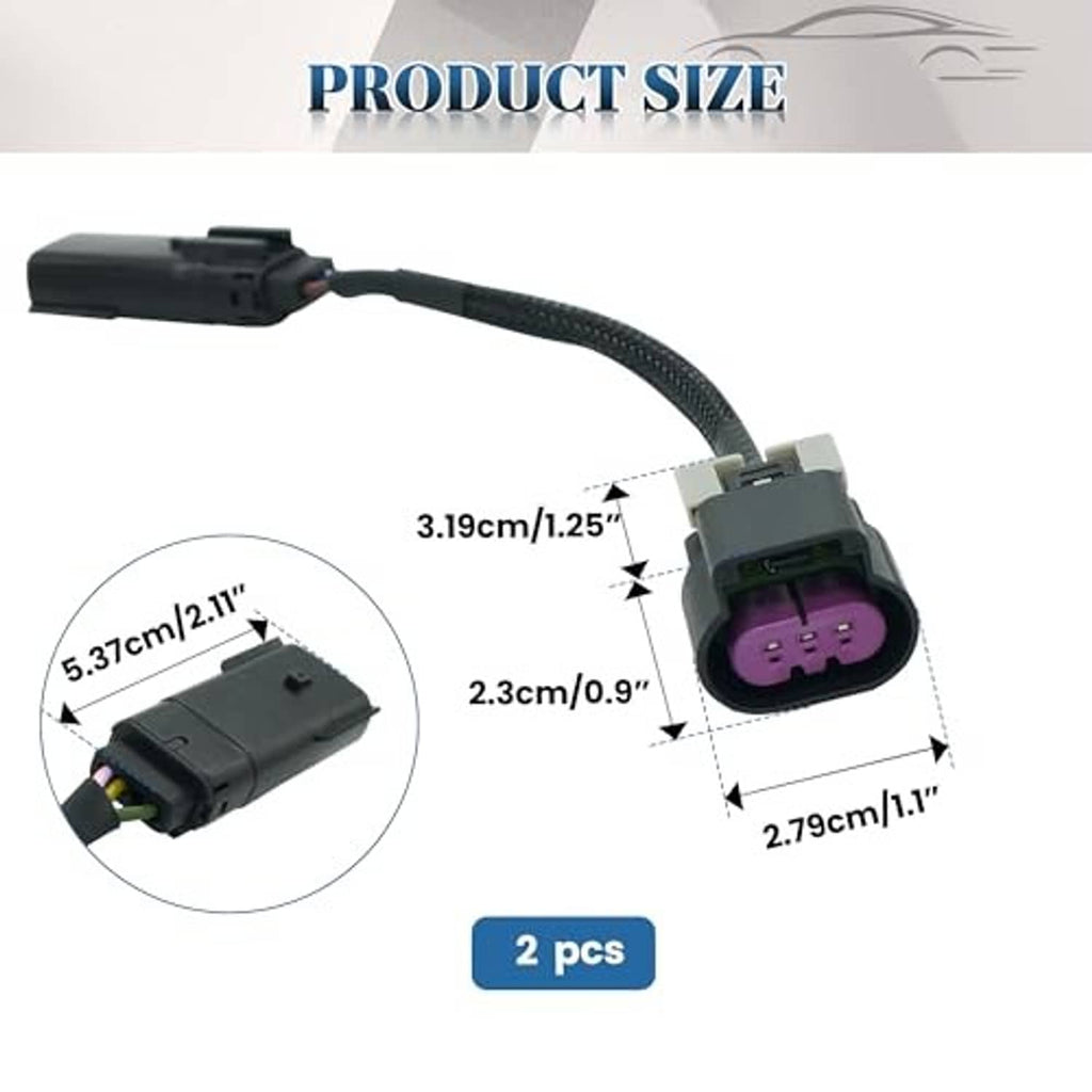 2-pack wiring harness with two black plugs and purple 3-pin headlight connectors