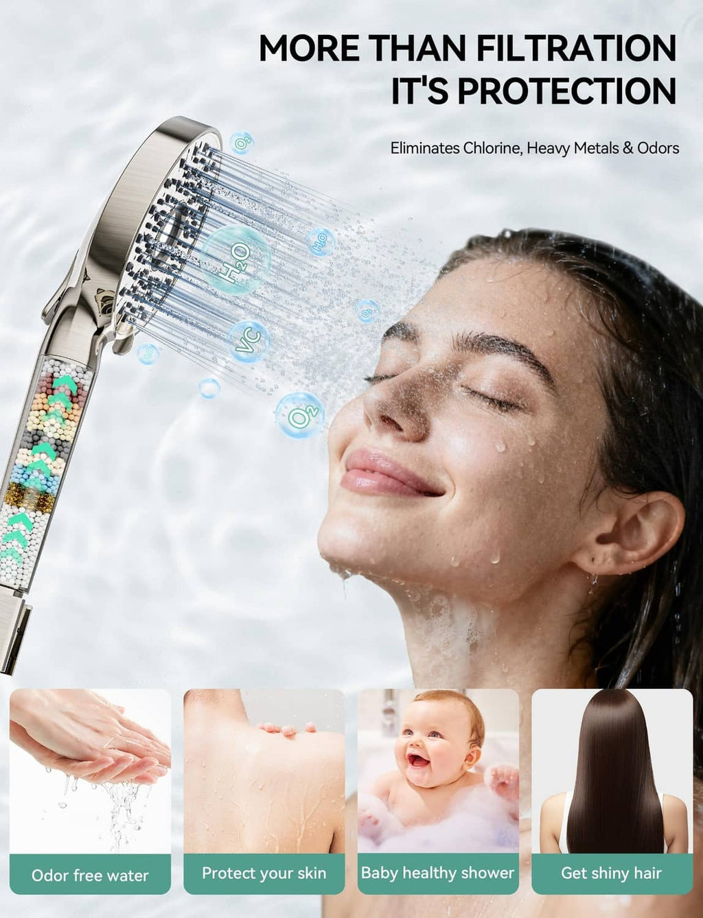 Magichome handheld shower head with wide rain spray and flowing water stream