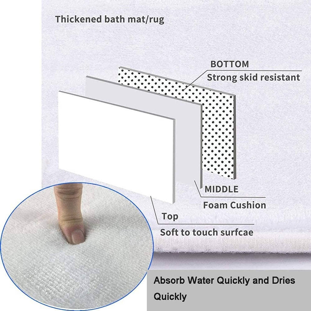 Thickened black marble bath mat rug with non-slip bottom and soft top