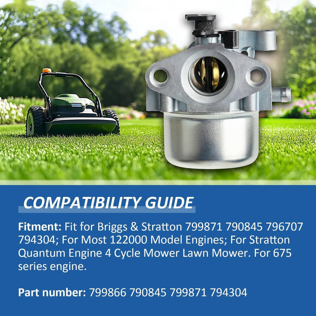 Carburetor with round intake opening and black mounting top, metal housing