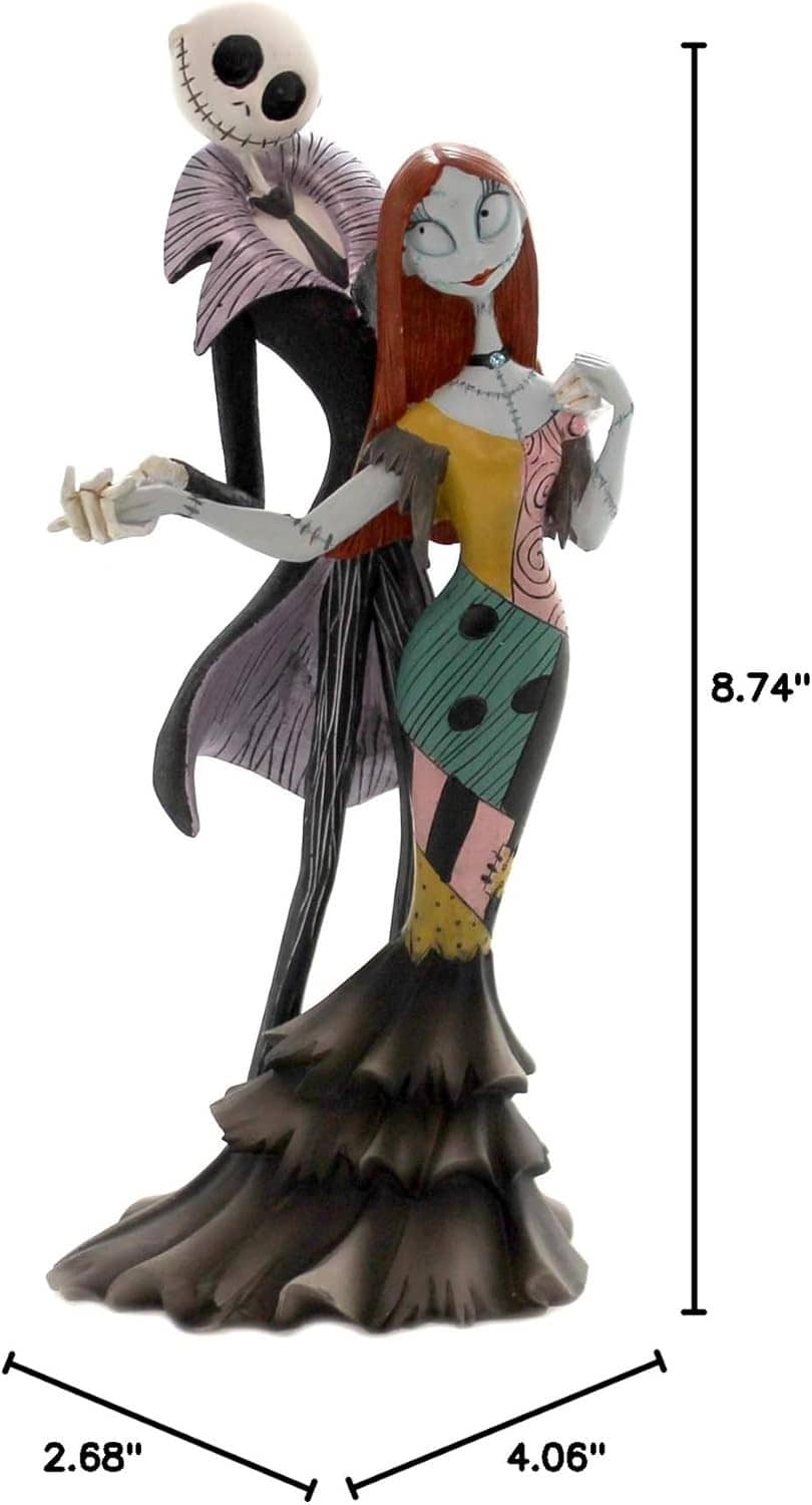 Jack and Sally-style figurine with height 8.74 in and base 2.68 in x 4.06 in