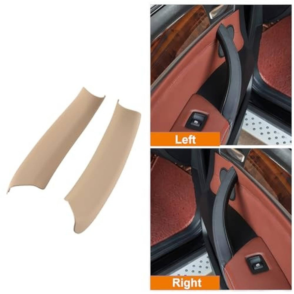 Beige interior door handle pull trim set with left and right curved pieces