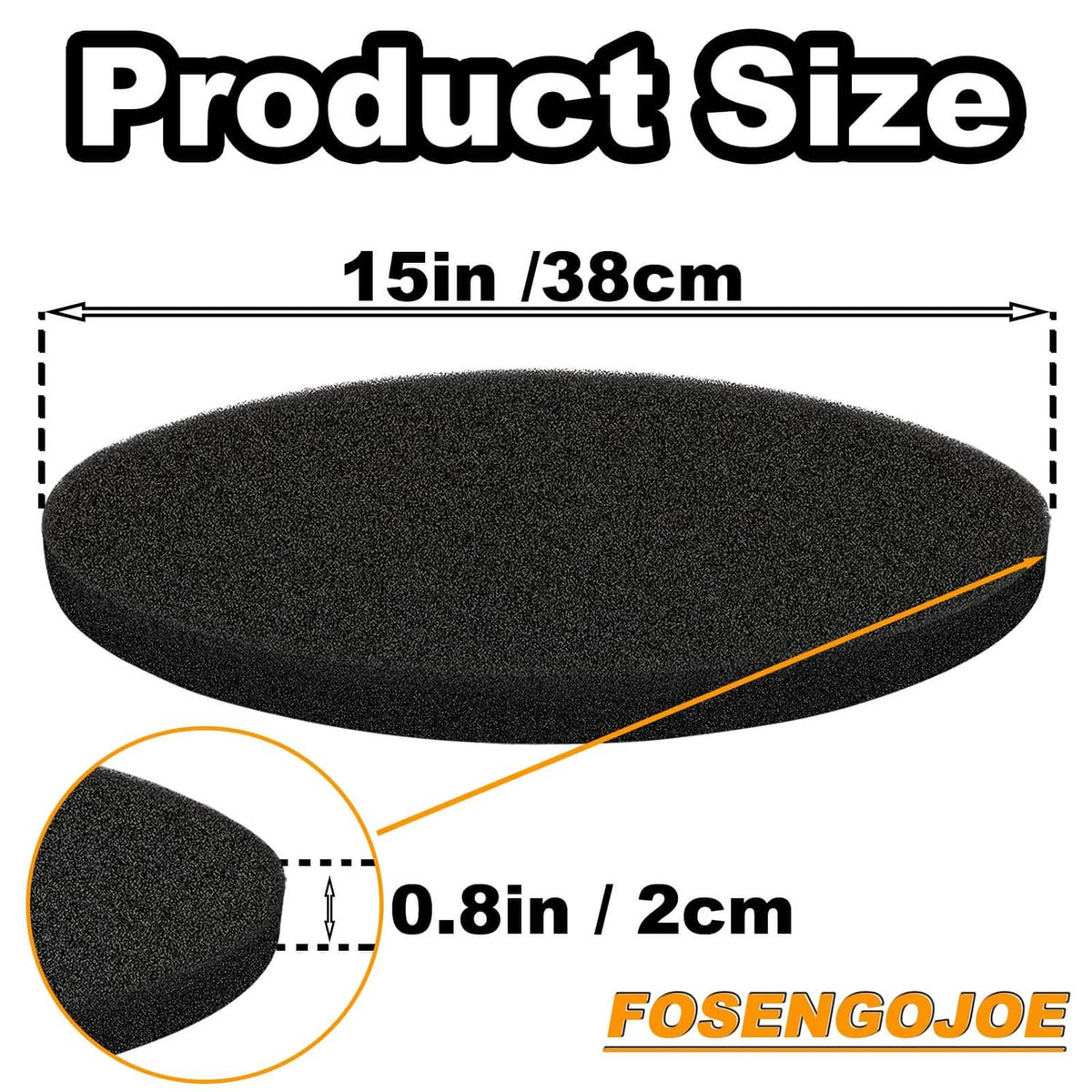 Black 15-inch round oil drain pad, 2 cm thick, two-pack