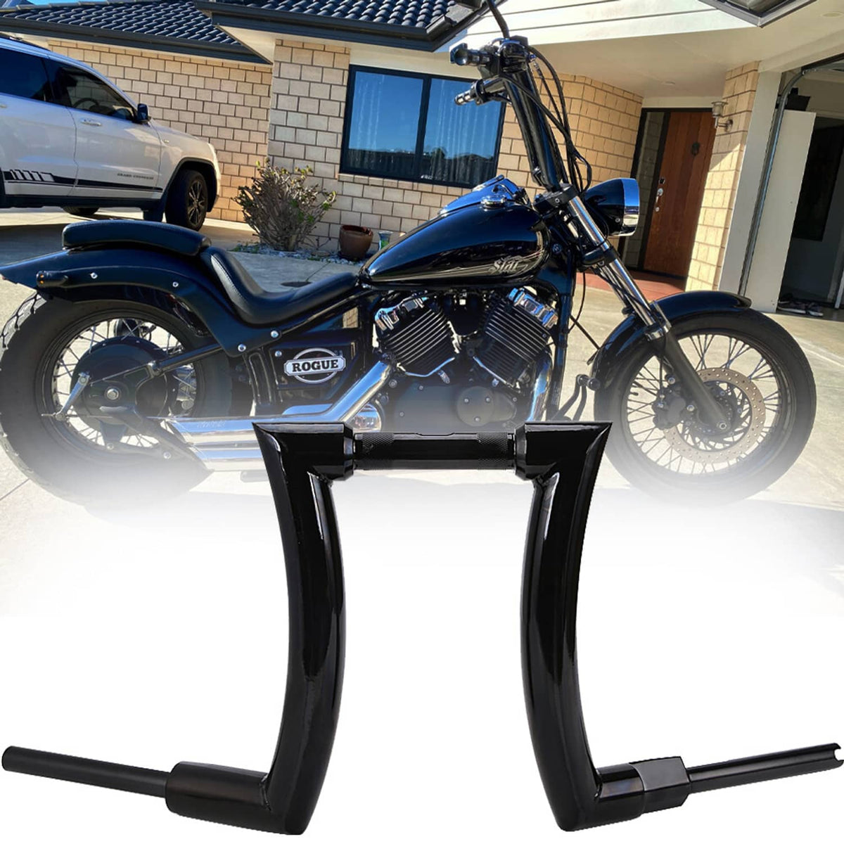 RivetOak Motorcycle Handlebar 14inch Rise 2" Ape Hanger Handle For Harley Dyna Street