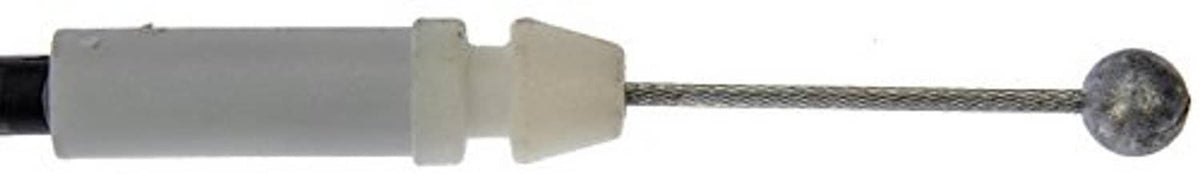 Hood release cable with white connector and metal cable end ball