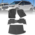 Black all-weather TPE floor mat and cargo liner set with molded channels