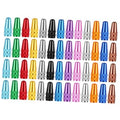 Set of aluminum Presta valve caps, assorted colors, multiple pieces shown together