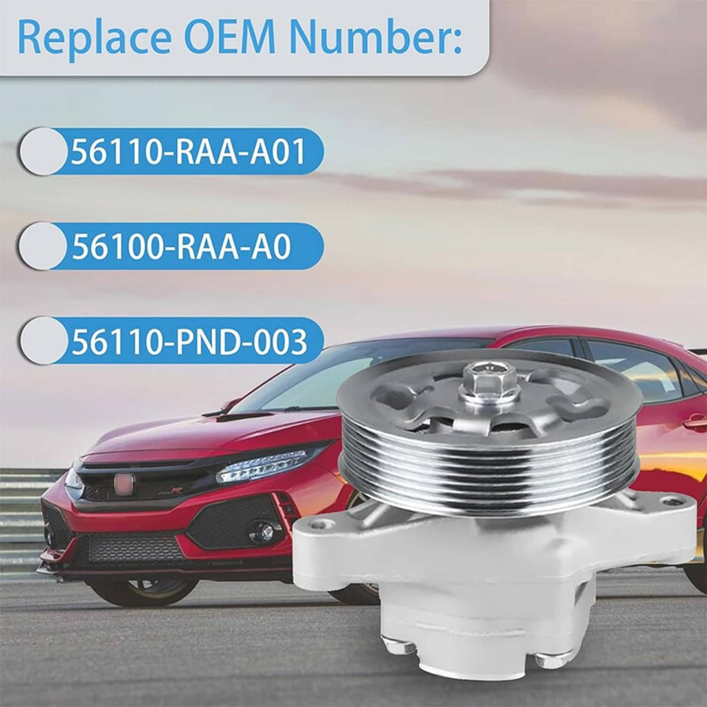Power steering pump with pulley, silver housing and ribbed pulley, OEM-style replacement unit.