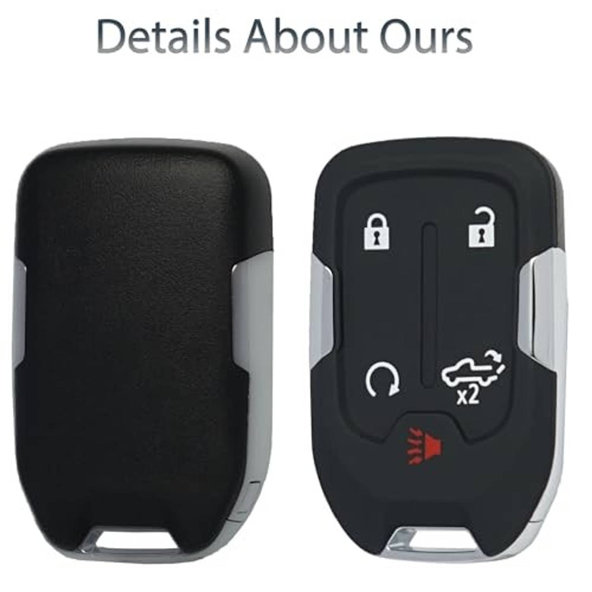 Black key fob shell with textured back and front button icon layout