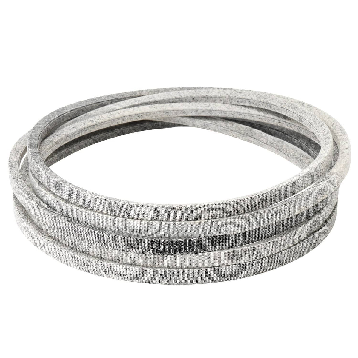 Coiled grey V-belt for deck drive with textured exterior