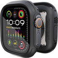 Dark gray Apple Watch Ultra bumper case with tempered glass screen protector