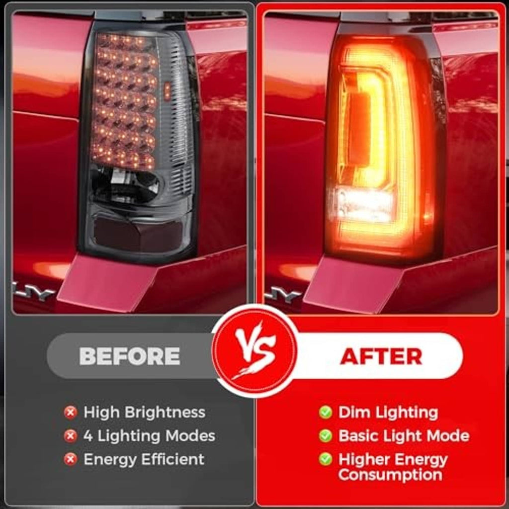 Right LED tail light assembly on vehicle, bright amber running light in clear housing