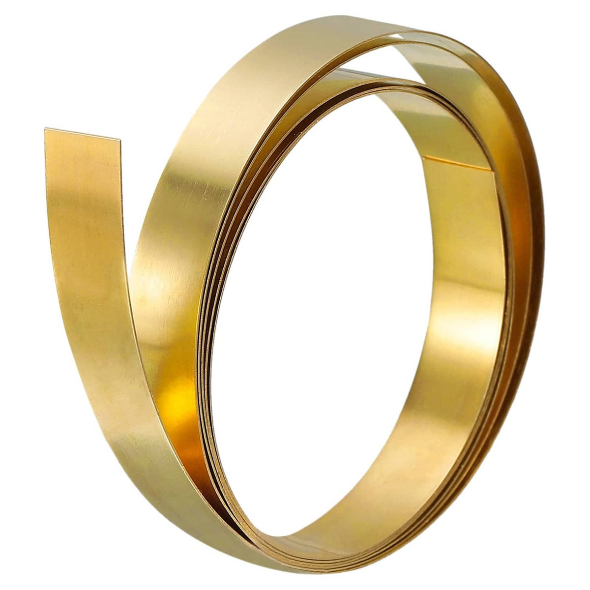 Brass foil sheet roll, shiny gold metal strip wound into a tight coil