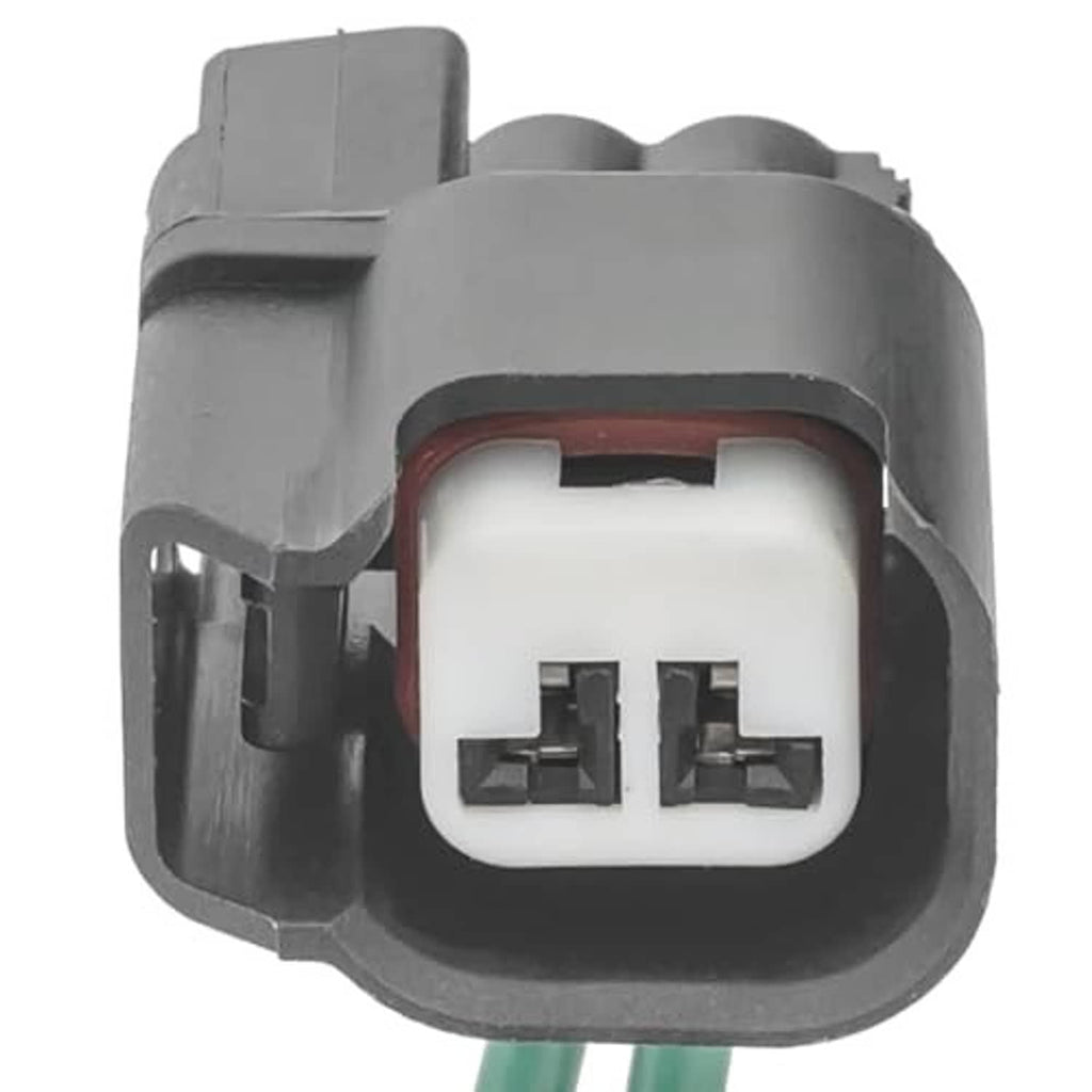 ABS wheel speed sensor pigtail connector, gray 2-pin plug with green wire leads