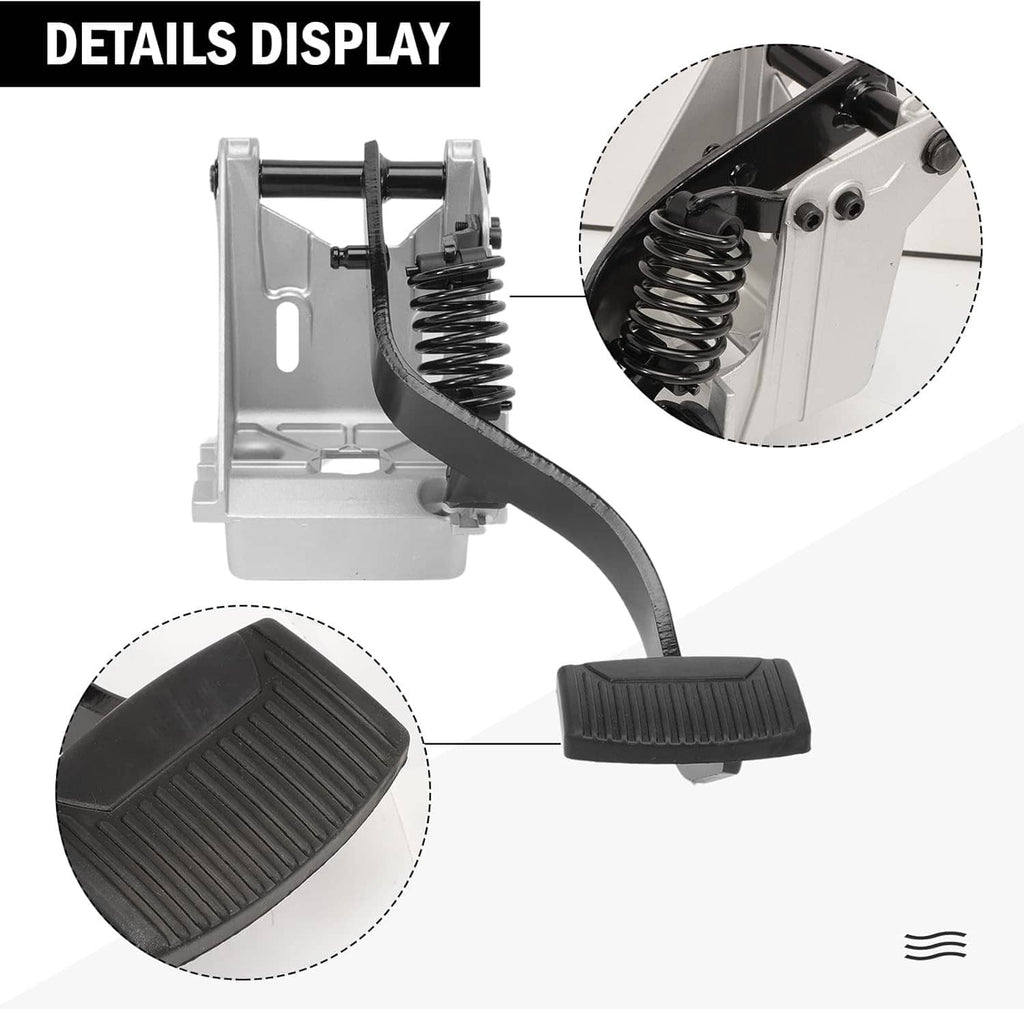 Clutch pedal assembly with black ribbed foot pad and visible spring detail