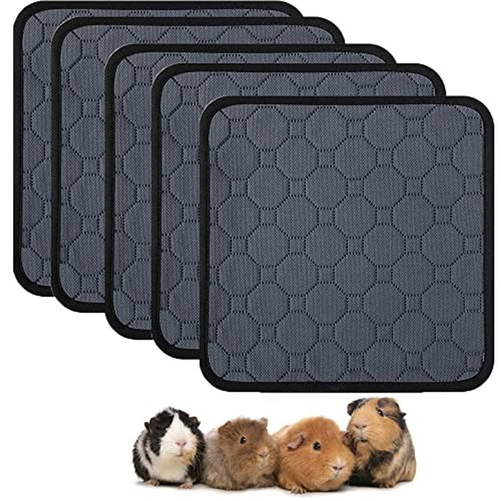 Washable waterproof guinea pig cage liner pads, dark gray hex pattern, set of 4