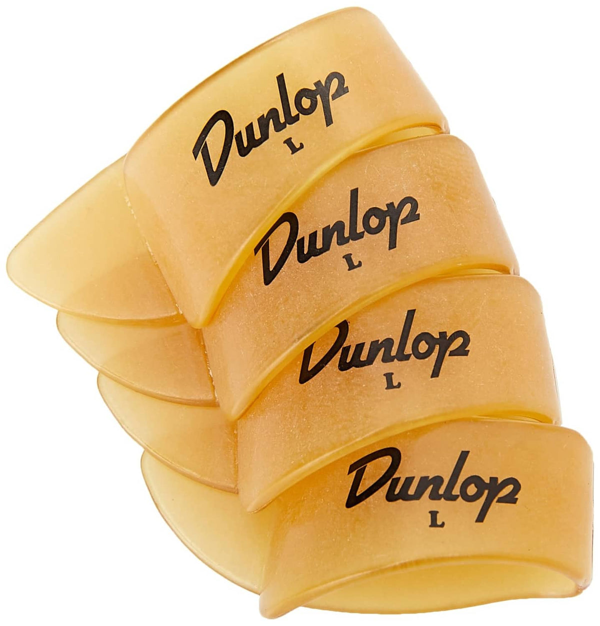 Set of four yellow Dunlop L thumbpicks