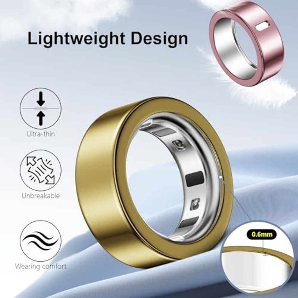 Gold ring cover close-up with open inner sensor window and slim metallic profile