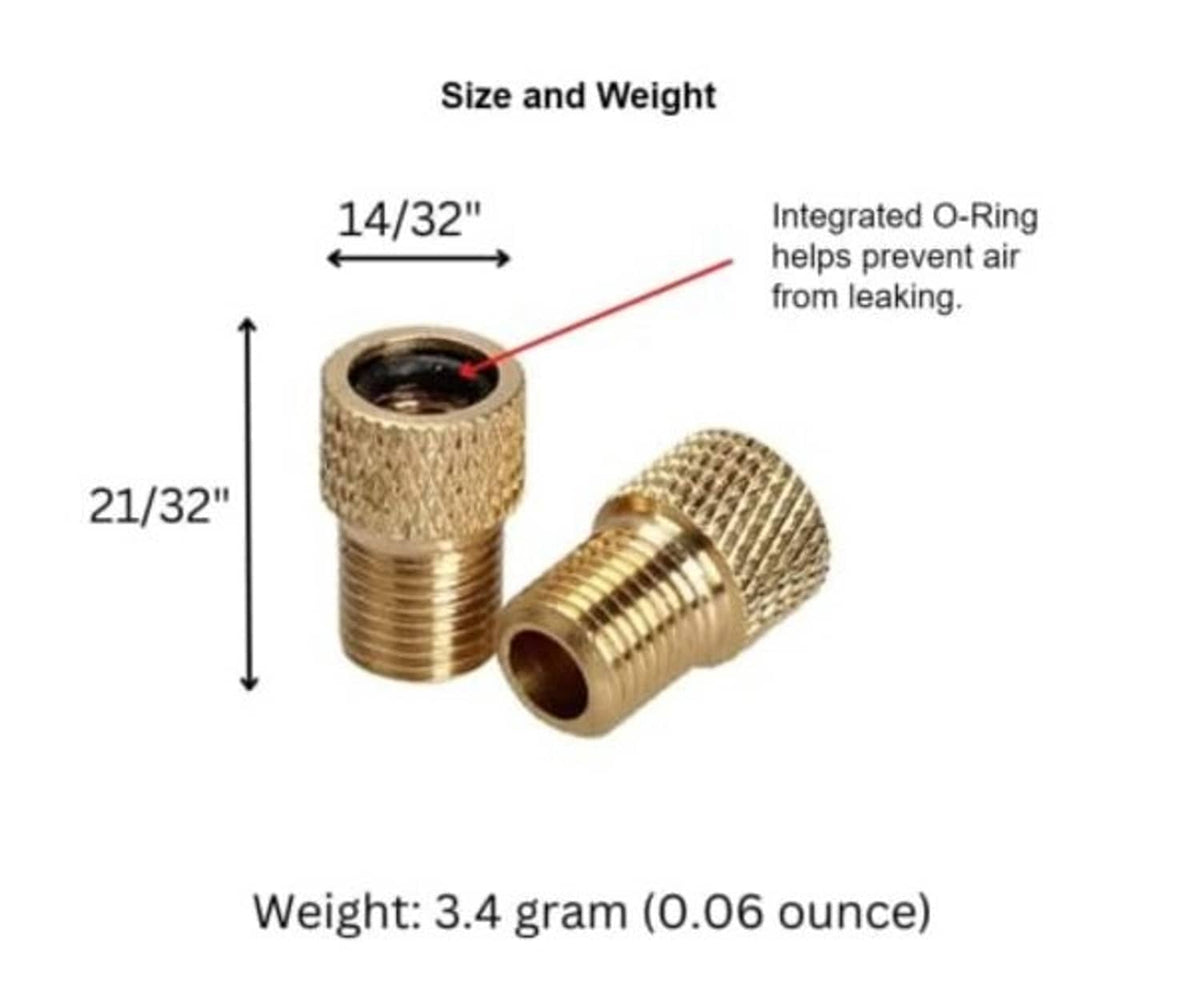 Brass valve adapter with integrated O-ring, size marking 14/32 in and 21/32 in