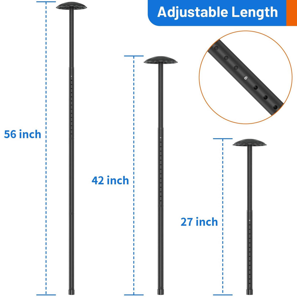 Black adjustable golf support pole with telescoping segments and round head
